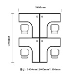 京耀職員辦公桌屏風員工桌電腦桌工作位4人位含椅子